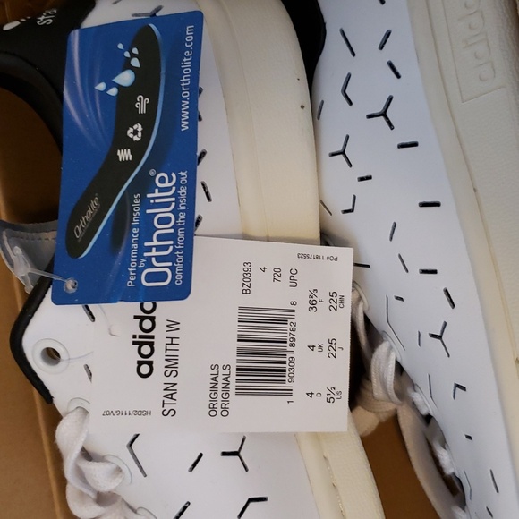 Adidas Stan Smith W White Black Shoes Women's 5.5 - Picture 8 of 8